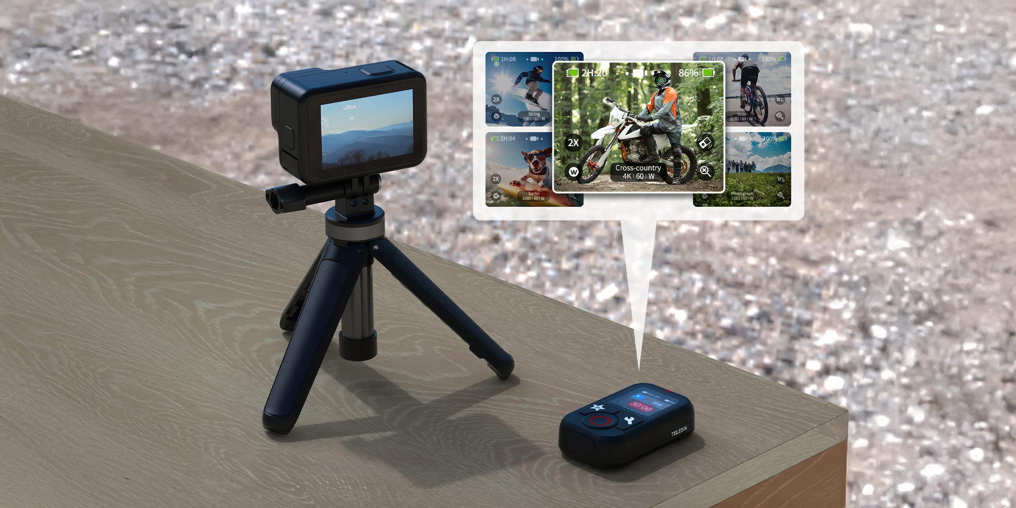 Pilot Telesin S5-RMT-01-TGP do kamer GoPro Hero 8 / 9 / 10 / 11 / 12 / 13 / Max